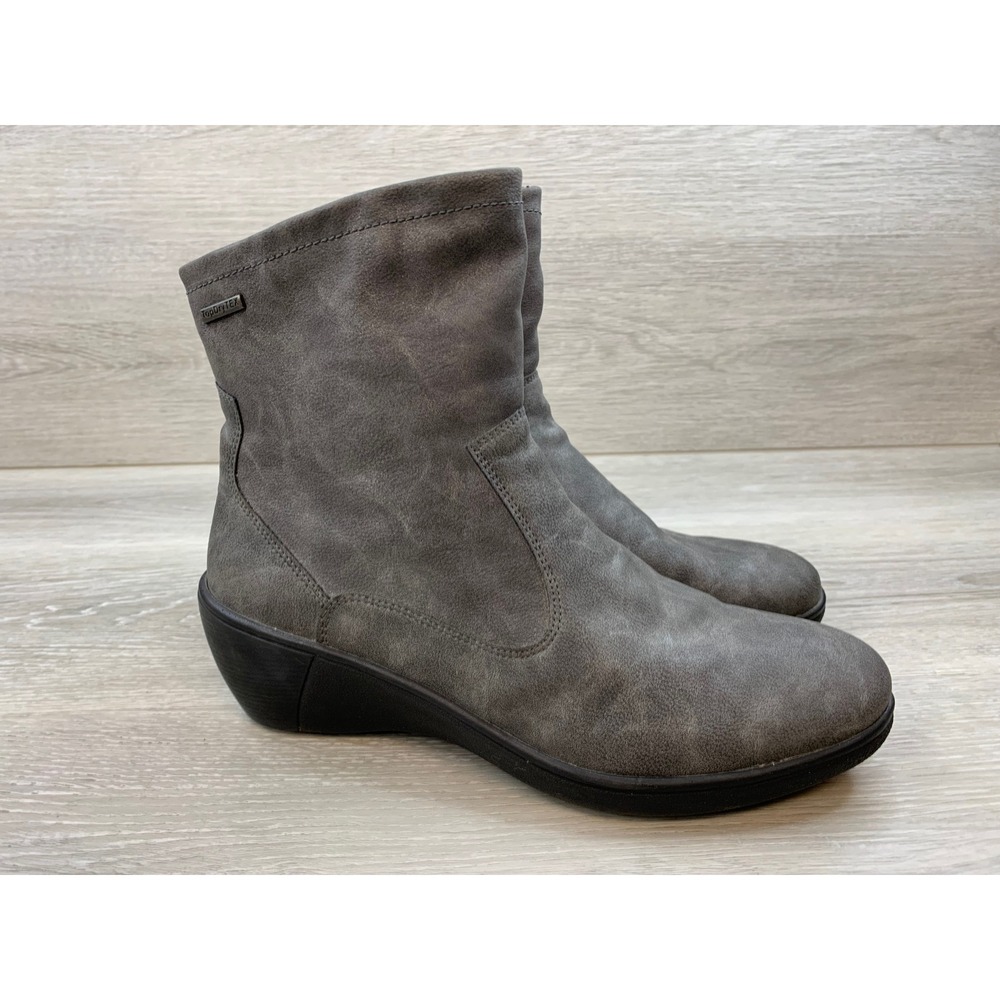 Romika Women's Grey Wedge Ankle Boots Waterproof Side Zip Casual Shoes